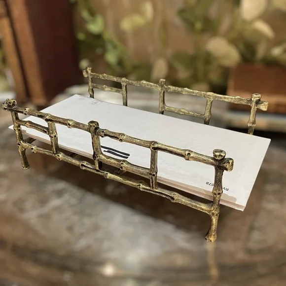 Brass Bamboo Mail Napkin Towel Holder Vintage Hollywood Regency Old World Charm - Picture 2 of 6